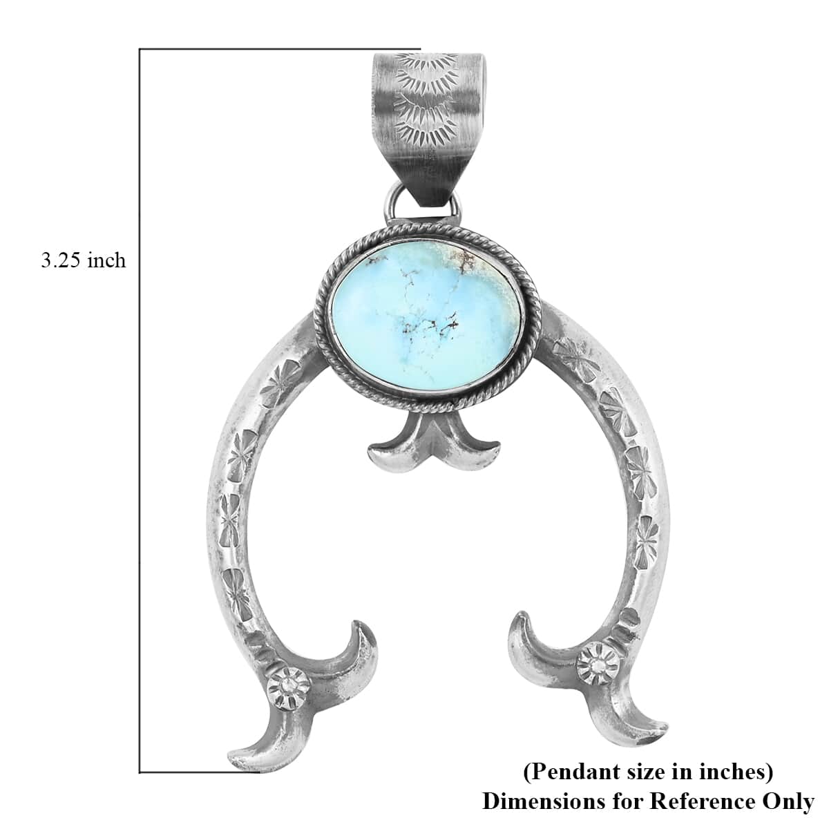 ONE OF A KIND SANTA FE Style Turquoise Horse Shoe Pendant in Sterling Silver 35.90 Grams (Made in USA) 10.00 ctw image number 3