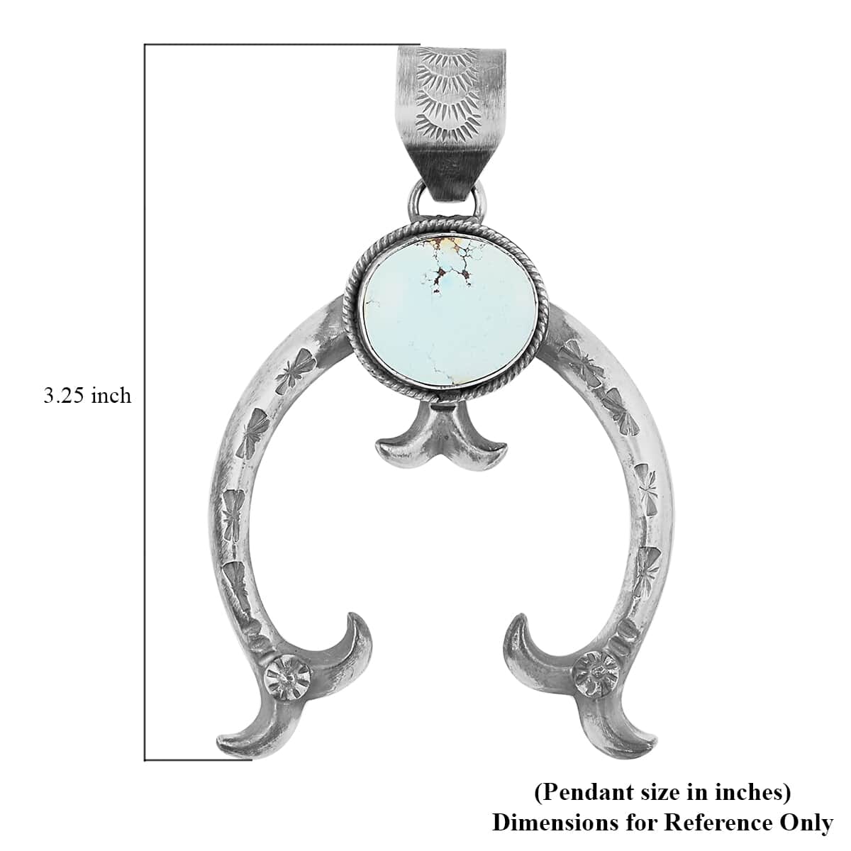 ONE OF A KIND SANTA FE Style Turquoise Horse Shoe Pendant in Sterling Silver 35.10 Grams (Made in USA) 9.50 ctw image number 3