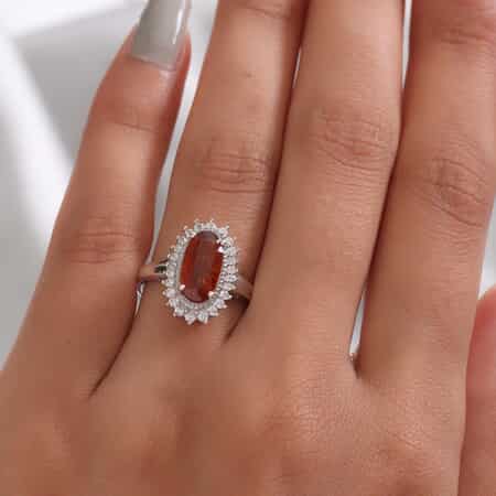 Tangerine Kyanite, Natural White Zircon Ring in Platinum Over Sterling Silver (Size 8.0) 2.90 ctw image number 2