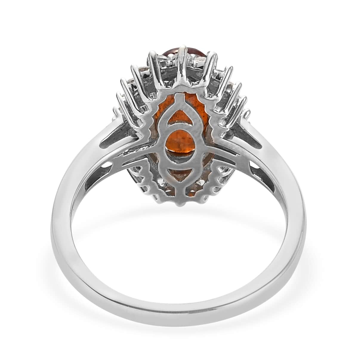Tangerine Kyanite and Natural White Zircon Ring in Platinum Over Sterling Silver (Size 7.0) 2.90 ctw image number 4