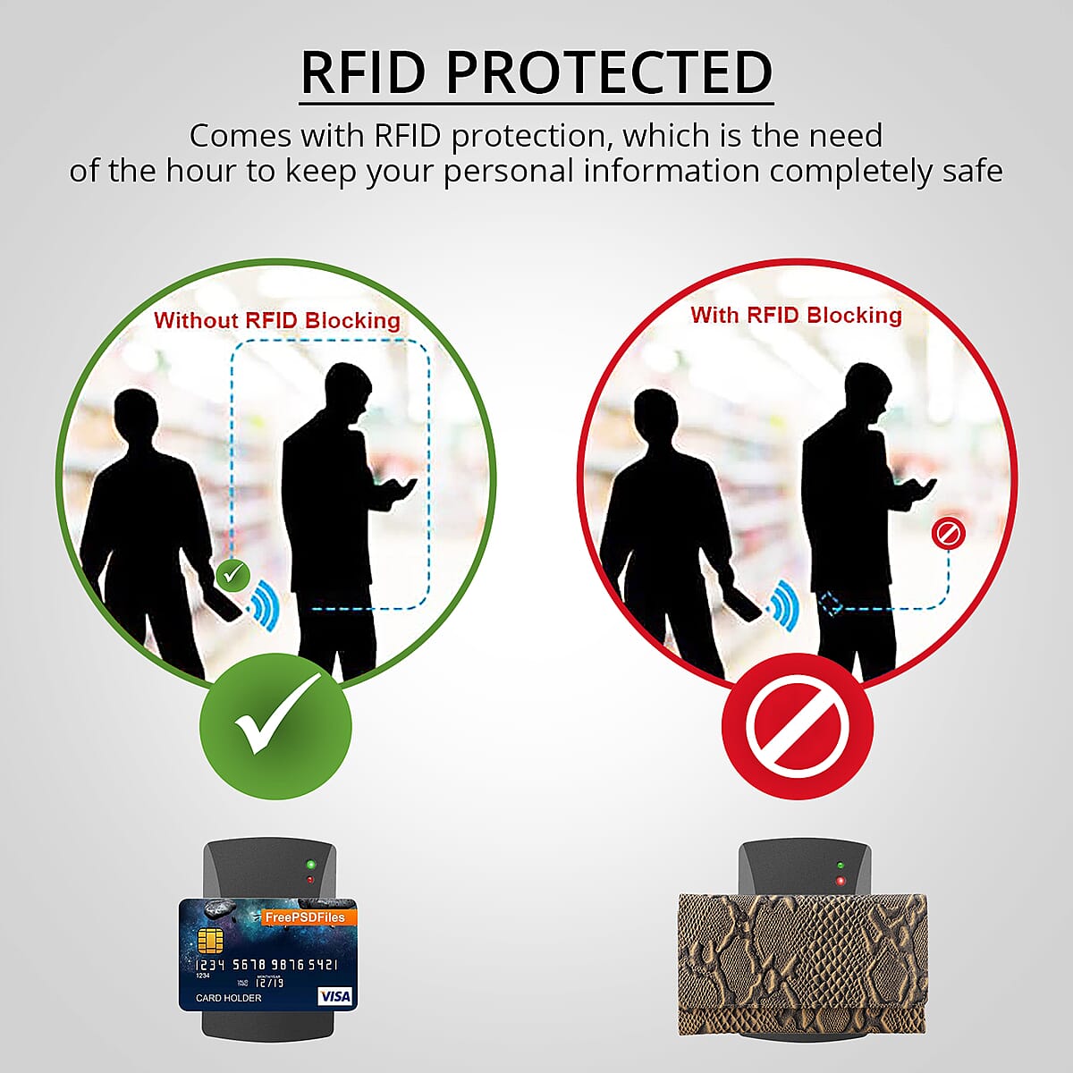 Cream Embossed Python Genuine Leather RFID Women's Wallet (7"x4") image number 2