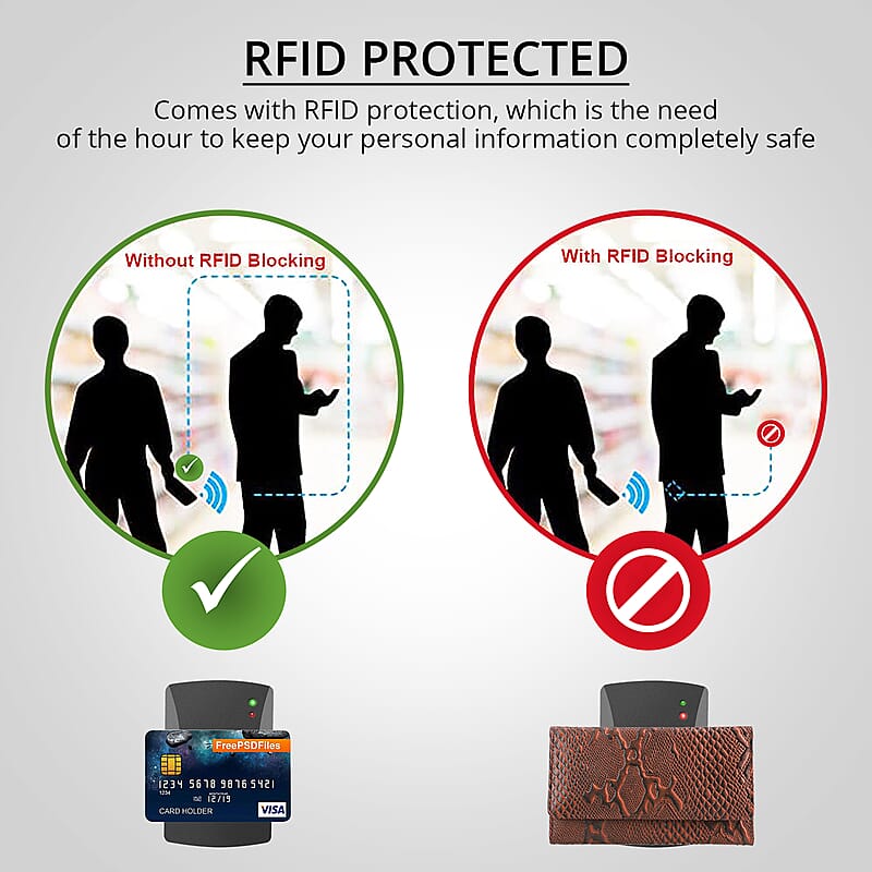 Light Brown Embossed Python Genuine Leather RFID Women's Wallet