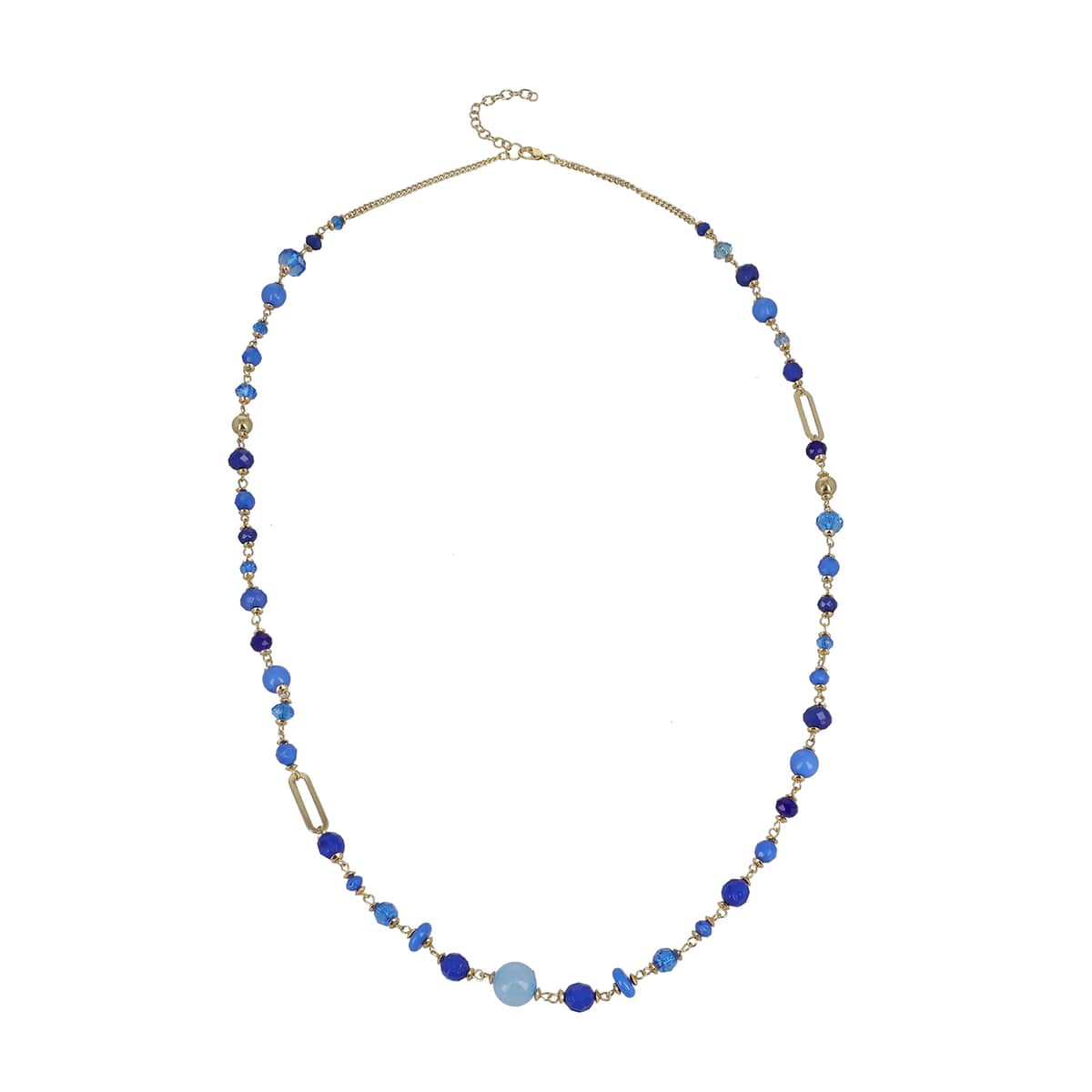 Blue Glass Beaded Necklace 36-38 Inches in Goldtone image number 0