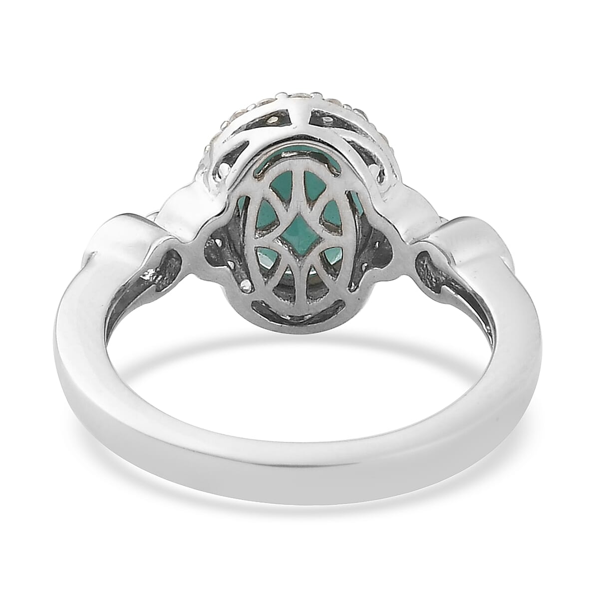 Grandidierite and Natural White Zircon Ring in Platinum Over Sterling Silver (Size 6.0) 2.00 ctw