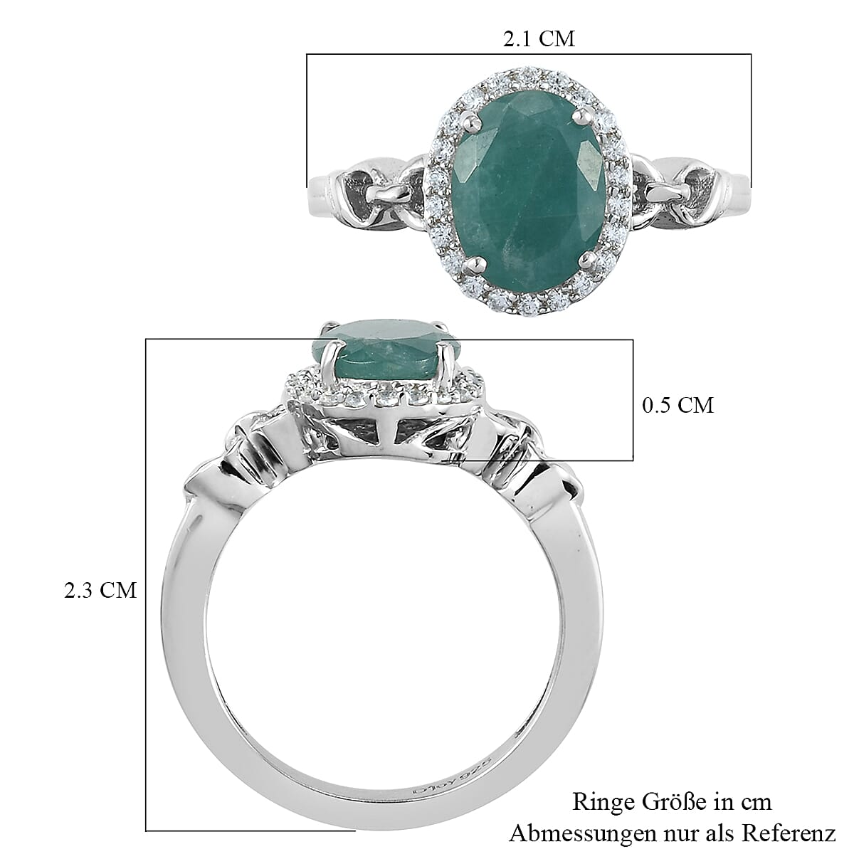 Grandidierite and Natural White Zircon Ring in Platinum Over Sterling Silver (Size 6.0) 2.00 ctw