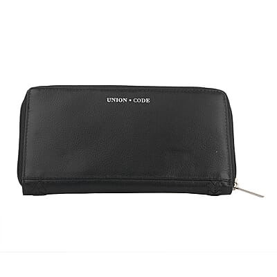 Union Code Black Genuine Leather RFID Women's Wallet
