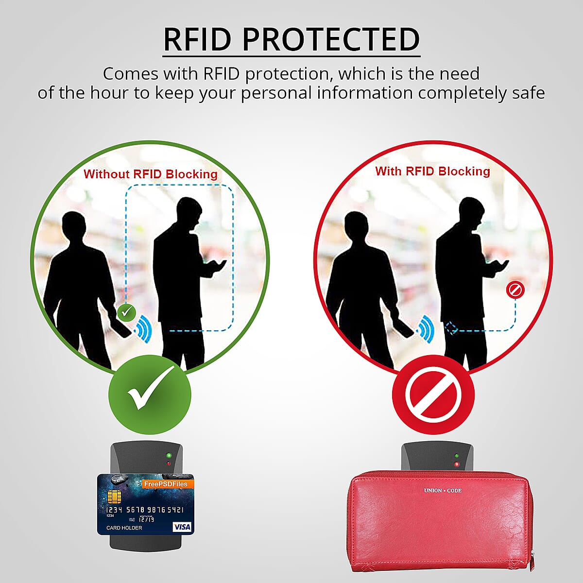 Union Code Red Genuine Leather RFID Women's Wallet image number 3