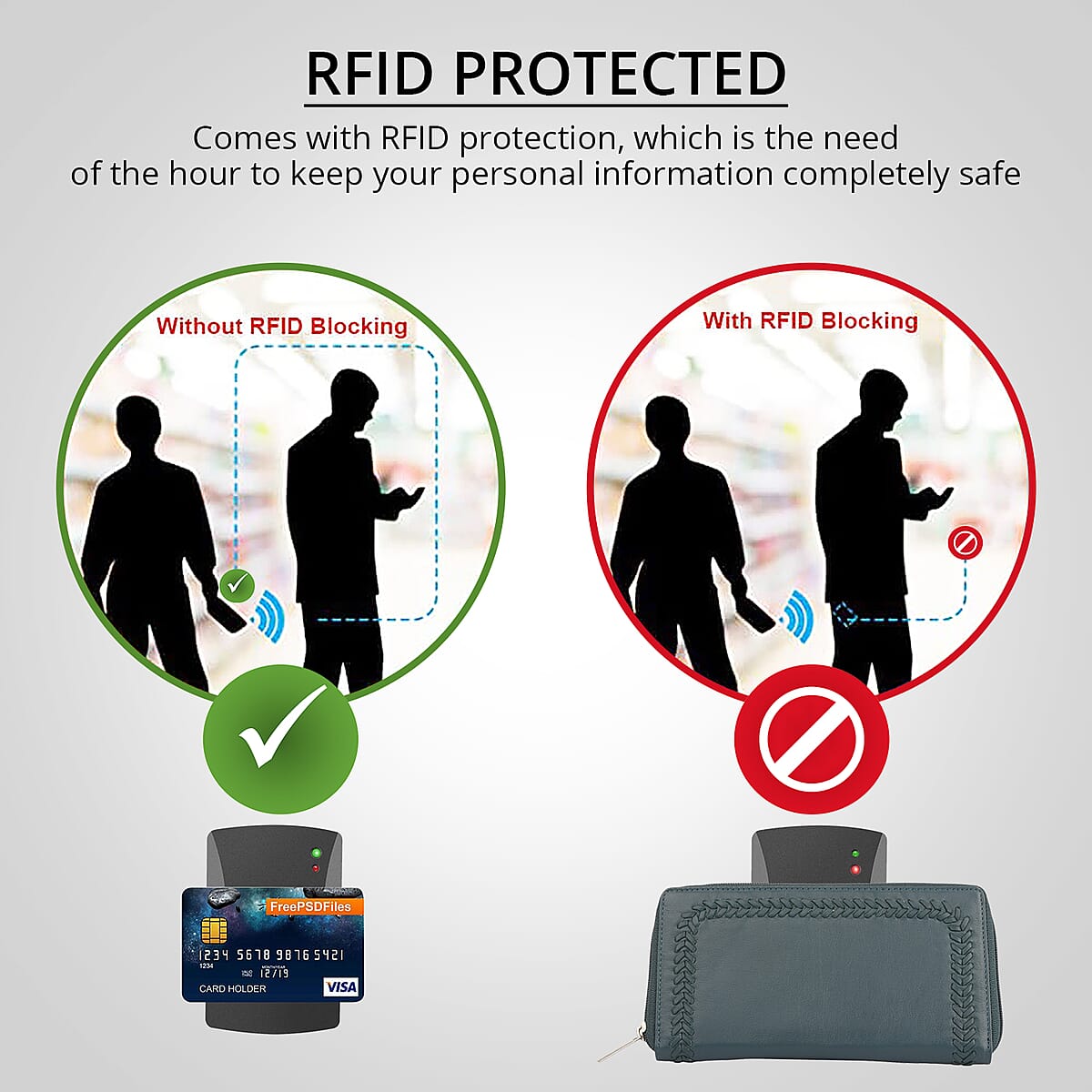 Union Code Teal Genuine Leather RFID Women's Wallet image number 2