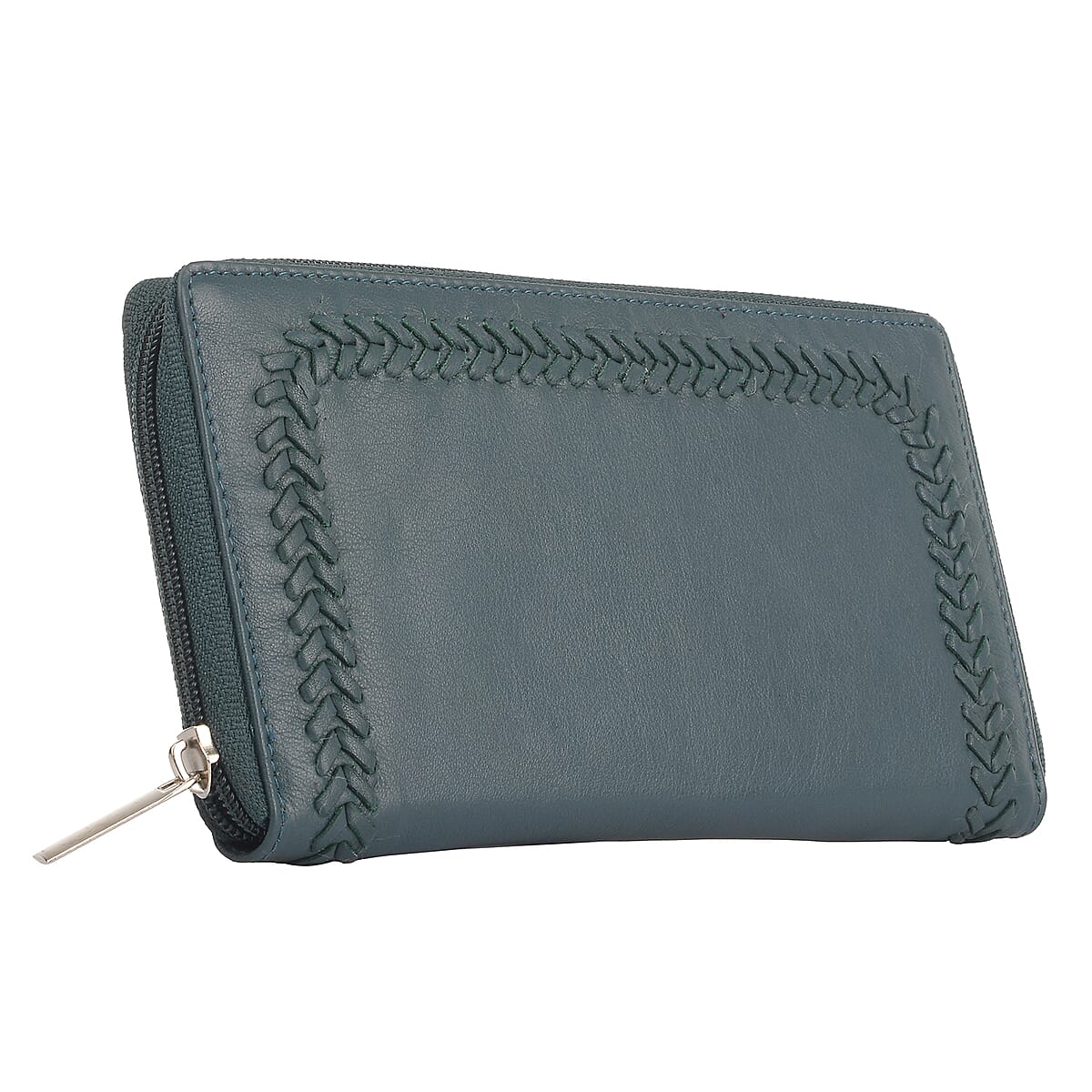 Union Code Teal Genuine Leather RFID Women's Wallet image number 5