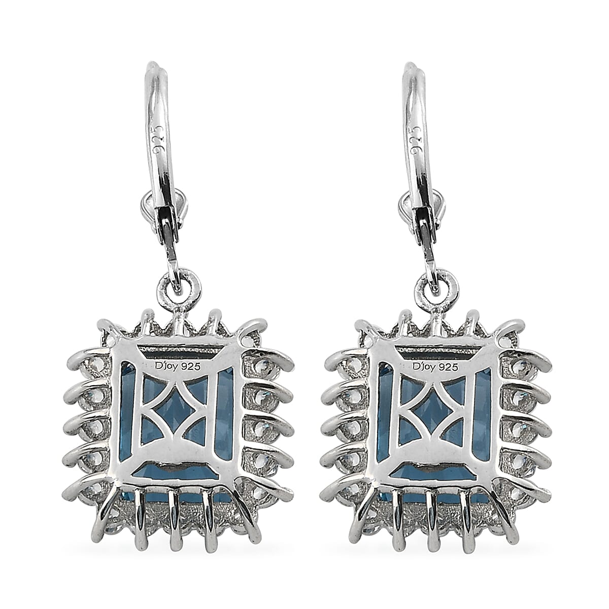 Electric Blue Topaz and Natural White Zircon Earrings in Platinum Over Sterling Silver 13.15 ctw image number 3