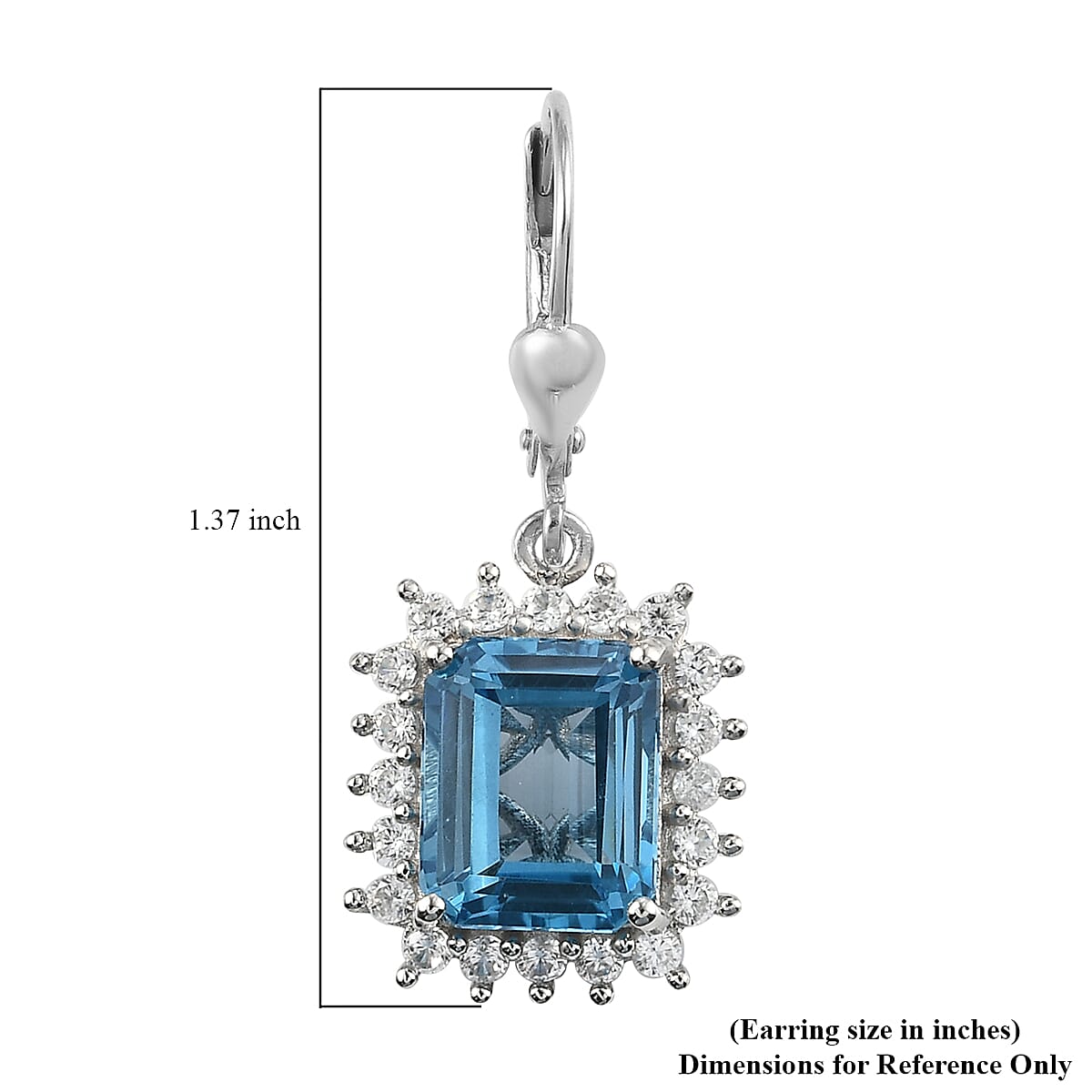 Electric Blue Topaz and Natural White Zircon Earrings in Platinum Over Sterling Silver 13.15 ctw image number 4