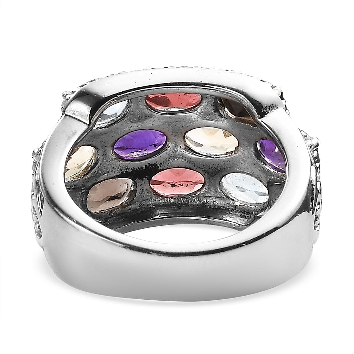 Multi Gemstone 5.00 ctw Ring in Stainless Steel (Size 5.0)