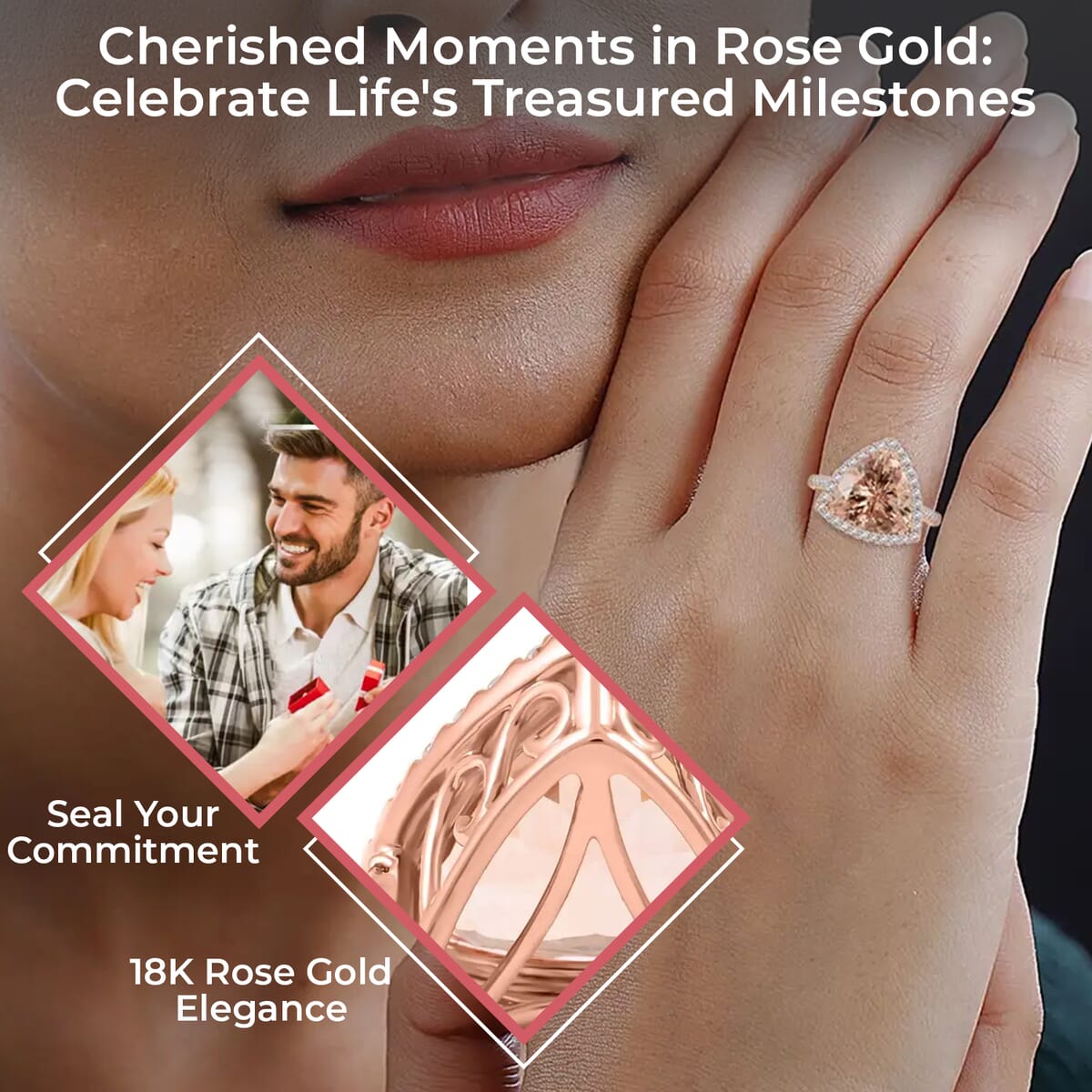 Certified and Appraised Iliana 18K Rose Gold AAA Marropino Morganite and G-H SI Diamond Halo Ring (Size 5.5) 4.85 Grams 5.75 ctw image number 2