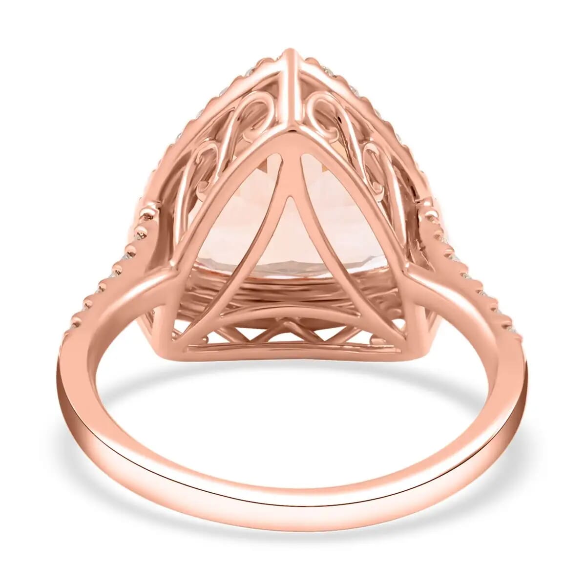 Certified and Appraised Iliana 18K Rose Gold AAA Marropino Morganite and G-H SI Diamond Halo Ring (Size 5.5) 4.85 Grams 5.75 ctw image number 4