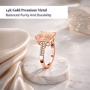 Certified & Appraised Luxoro 14K Rose Gold AAA Marropino Morganite and I2 Diamond Ring (Size 8.5) 6.15 ctw