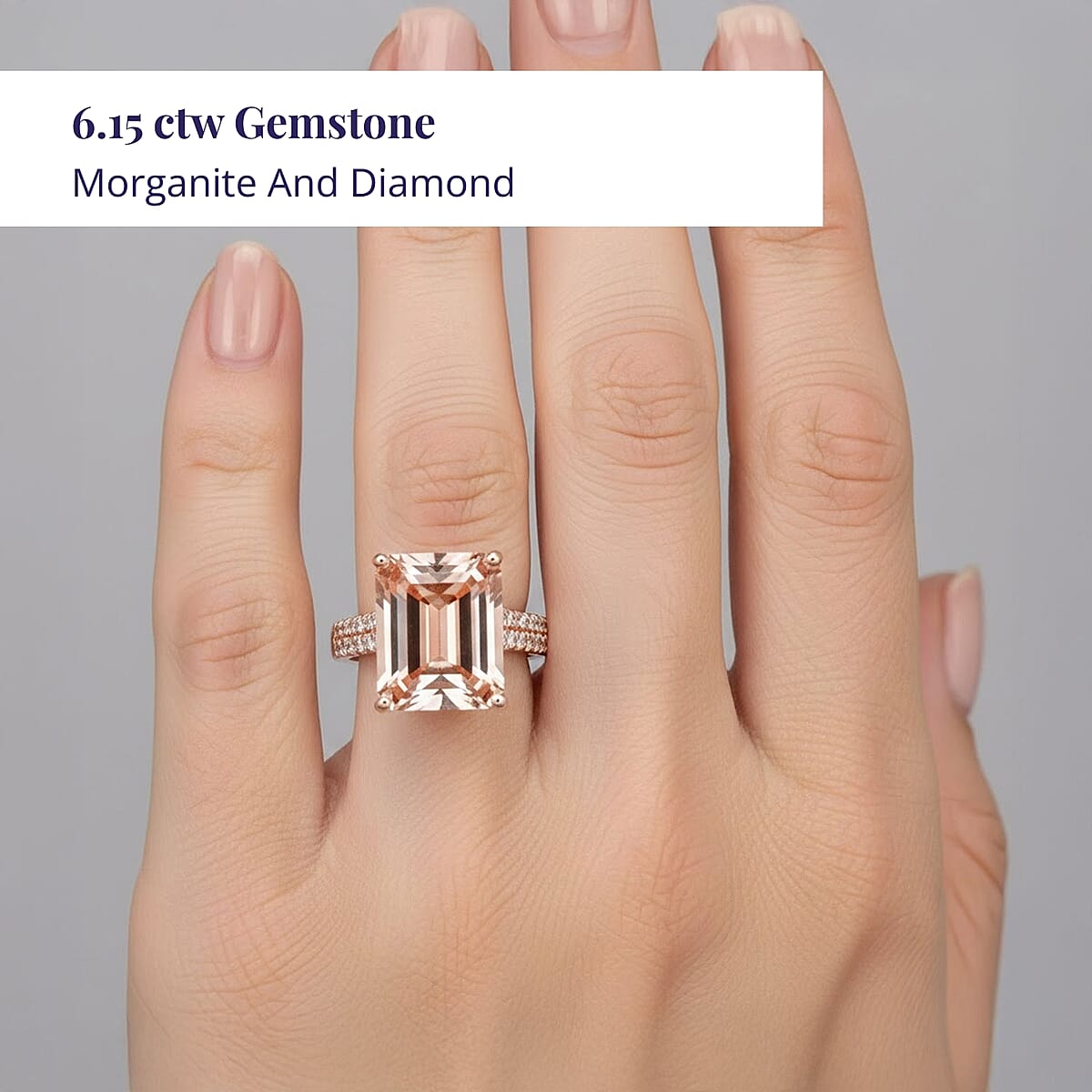 Certified & Appraised Luxoro 14K Rose Gold AAA Marropino Morganite and I2 Diamond Ring (Size 9.5) 6.15 ctw image number 1