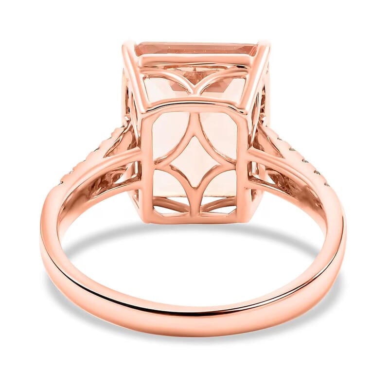 Certified & Appraised Luxoro 14K Rose Gold AAA Marropino Morganite and I2 Diamond Ring (Size 11.0) 6.15 ctw