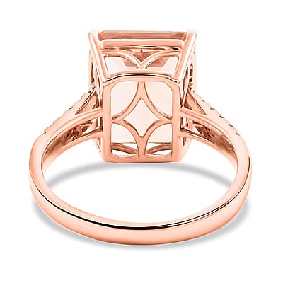 Certified & Appraised Luxoro 14K Rose Gold AAA Marropino Morganite and I2 Diamond Ring (Size 12.0) 6.15 ctw