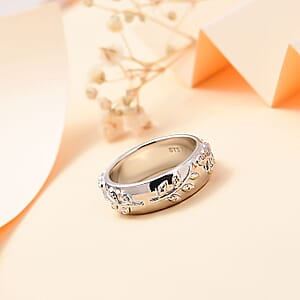 Karis Diamond Accent Leaf Band Ring in Platinum Bond (Size 6.0)