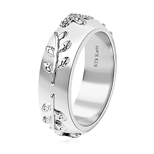 Karis Diamond Accent Leaf Band Ring in Platinum Bond (Size 6.0)