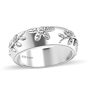 Karis Diamond Accent Leaf Band Ring in Platinum Bond (Size 9.0)