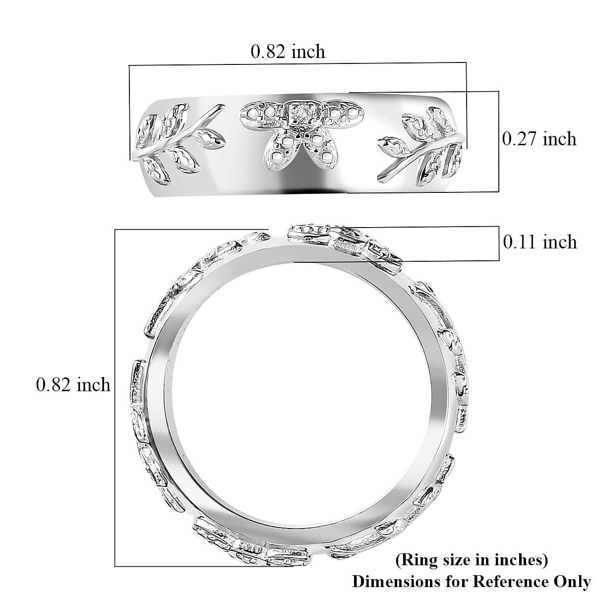 Karis Diamond Accent Leaf Band Ring in Platinum Bond (Size 9.0) image number 5