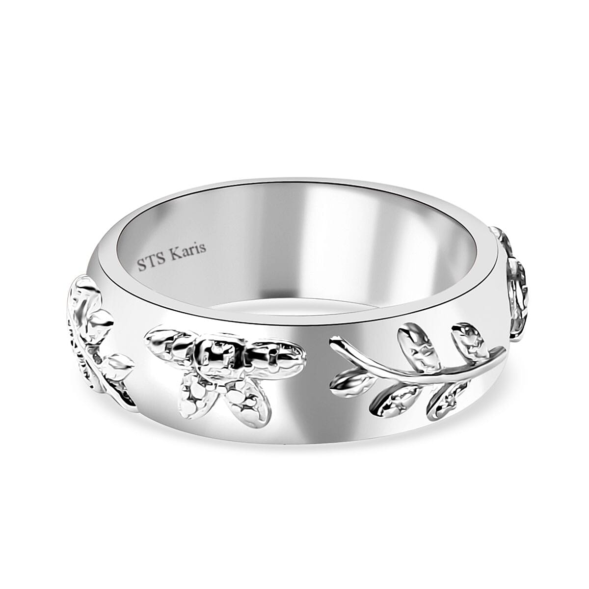 Karis Diamond Accent Leaf Band Ring in Platinum Bond (Size 10.0) image number 4