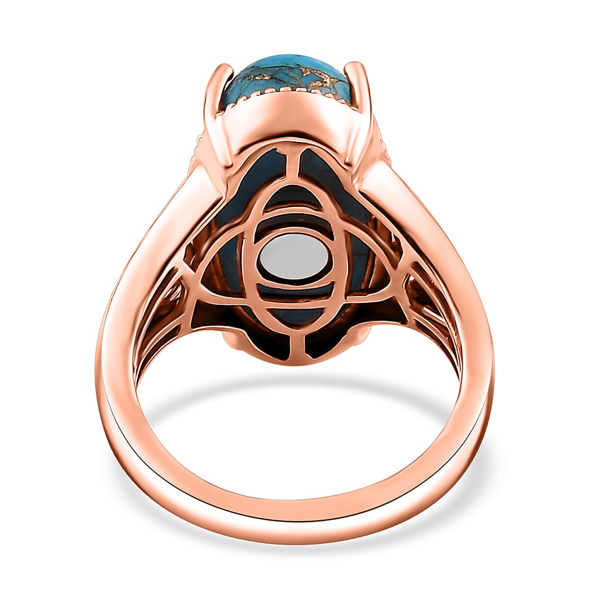 Matrix Chestnut Brine Turquoise 8.60 ctw Solitaire Ring in 14K RG Over Copper with Magnet (Size 6.0) image number 4