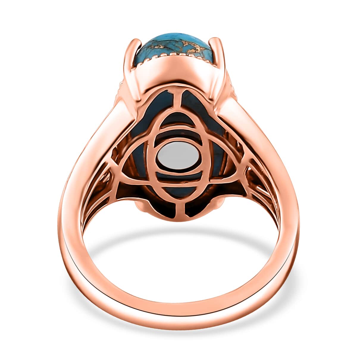 Matrix Chestnut Brine Turquoise 8.60 ctw Solitaire Ring in 14K RG Over Copper with Magnet (Size 7.0) image number 4