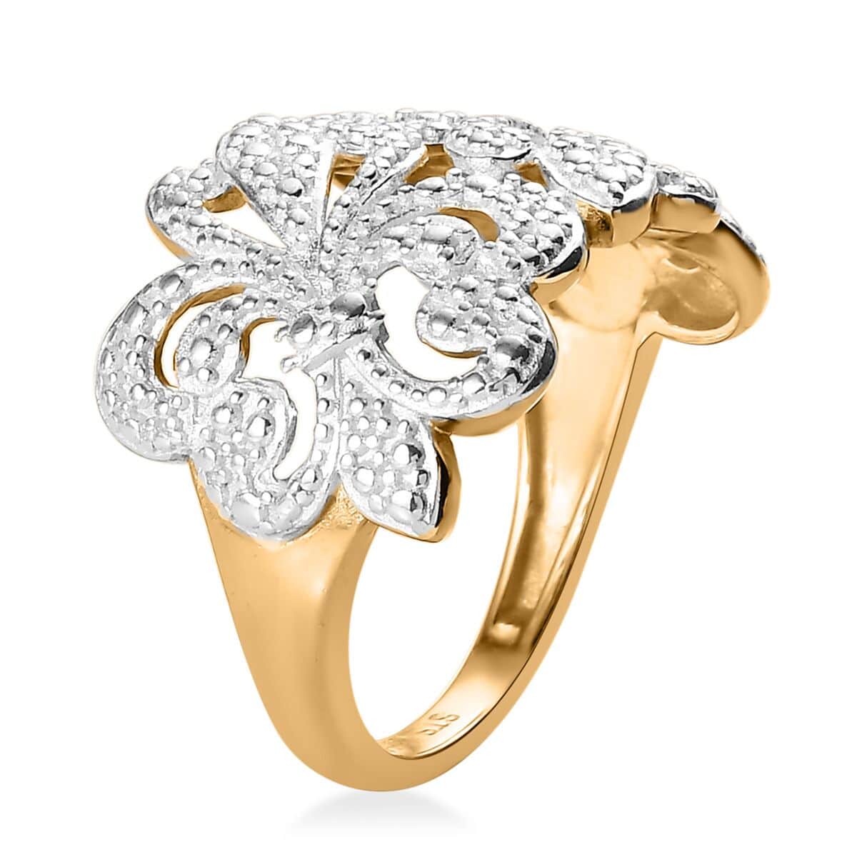 Karis Diamond Accent Ring in Rhdodium and 18K YG Plated (Size 10) image number 2