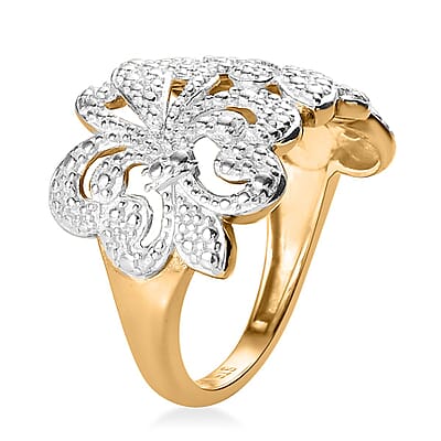 Karis Diamond Accent Ring in Rhodium and 18K YG Plated (Size 10.0)