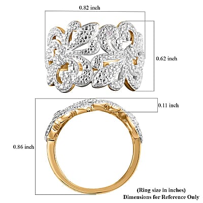 Karis Diamond Accent Ring in Rhodium and 18K YG Plated (Size 10.0)