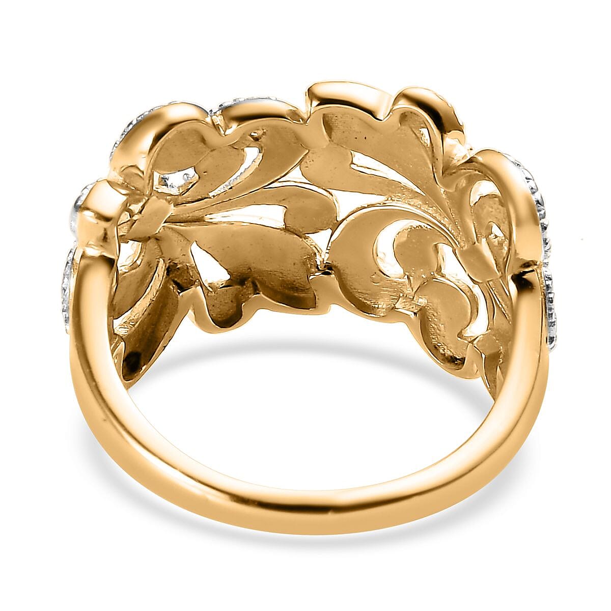 Karis Diamond Accent Ring in Rhodium and 18K YG Plated (Size 11.0) image number 3