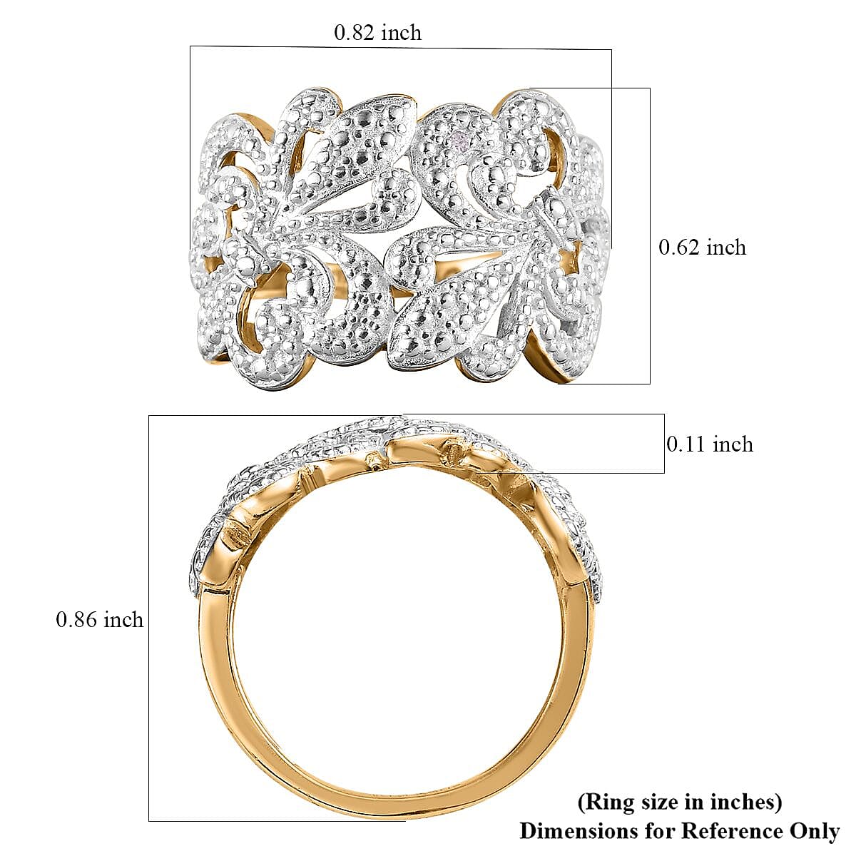 Karis Diamond Accent Ring in Rhodium and 18K YG Plated (Size 11.0) image number 4