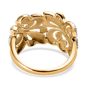 Karis Diamond Accent Ring in Rhodium and 18K YG Plated (Size 8.0)