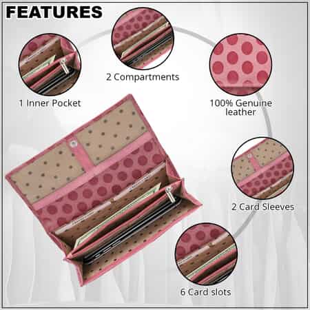 UNION CODE Light Pink Genuine Leather RFID Women's Wallet image number 4