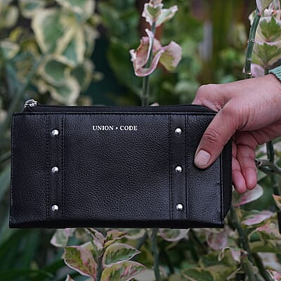 Union Code Black Genuine Leather RFID Women's Wallet