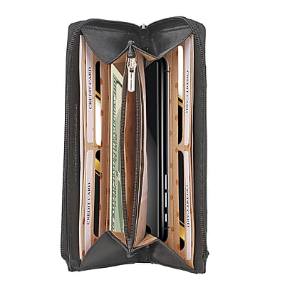 Union Code Black Genuine Leather RFID Women's Wallet