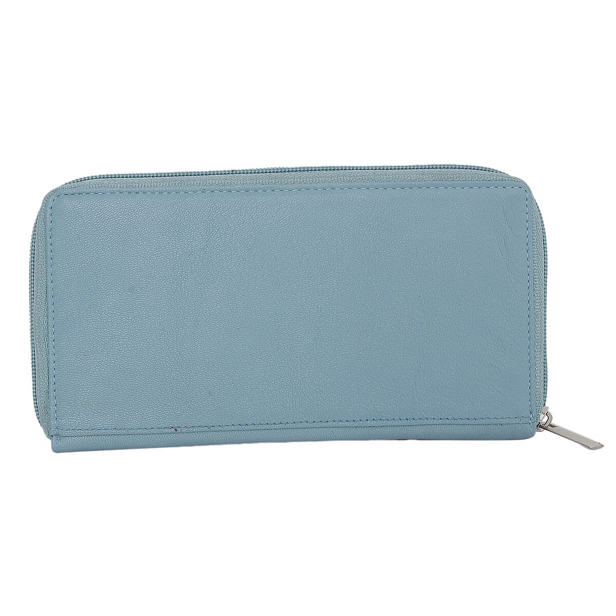 UNION CODE Sea Blue Genuine Leather RFID Women's Wallet with Zipper Closure | Leather Card Holder Travel Wallet | Leather Purse for Women image number 4