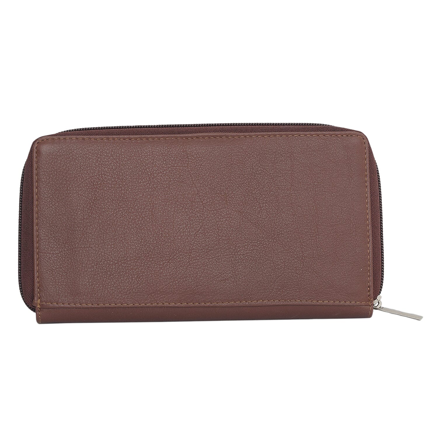 UNION CODE Brown Genuine Leather RFID Women's Wallet with Zipper Closure , Leather Card Holder Travel Wallet , Leather Purse for Women