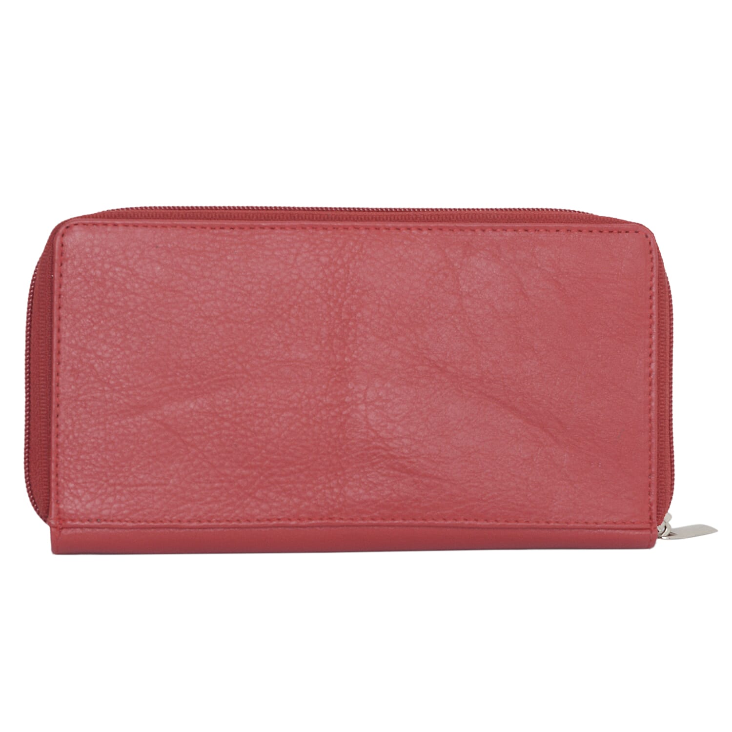 UNION CODE Light Red Genuine Leather RFID Women's Wallet with Zipper Closure | Leather Card Holder Travel Wallet | Leather Purse for Women
