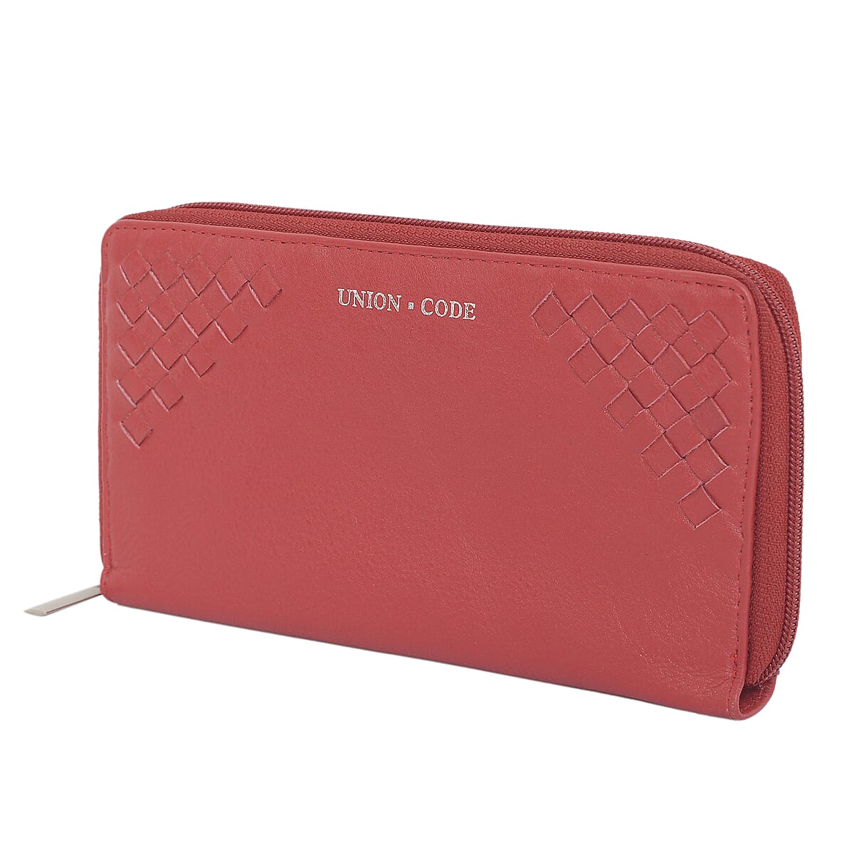 UNION CODE Light Red Genuine Leather RFID Women's Wallet with Zipper Closure | Leather Card Holder Travel Wallet | Leather Purse for Women image number 6