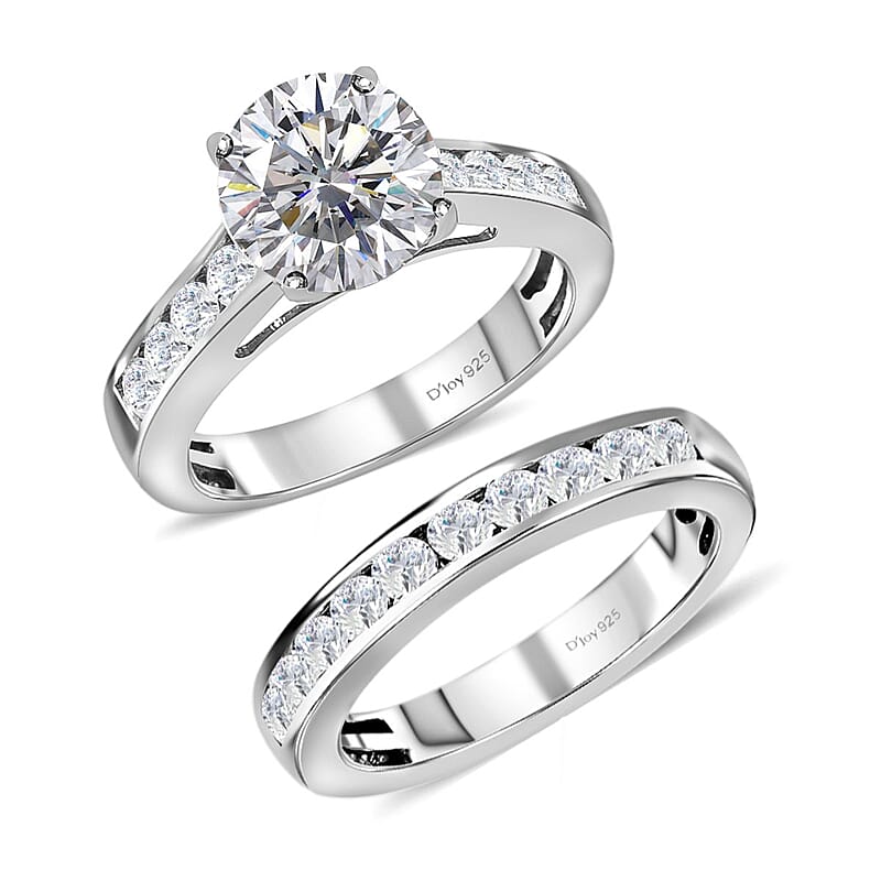 120 Facets White Moissanite 2.65 ctw Stackable Band Ring in Platinum Over Sterling Silver (Size  10.0)
