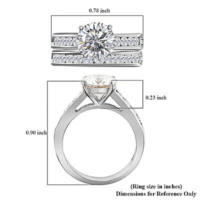 120 Facets White Moissanite 2.65 ctw Stackable Band Ring in Platinum Over Sterling Silver (Size  10.0)