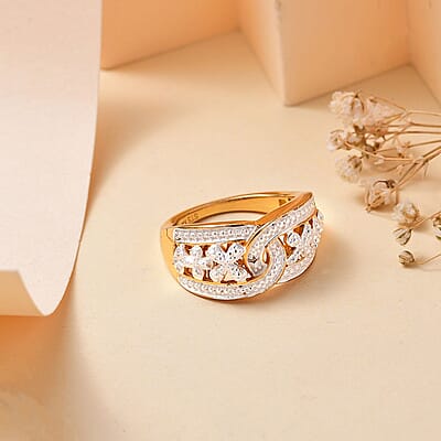 Karis Diamond Accent Floral Ring in 18K YG Plated (Size 10.0)
