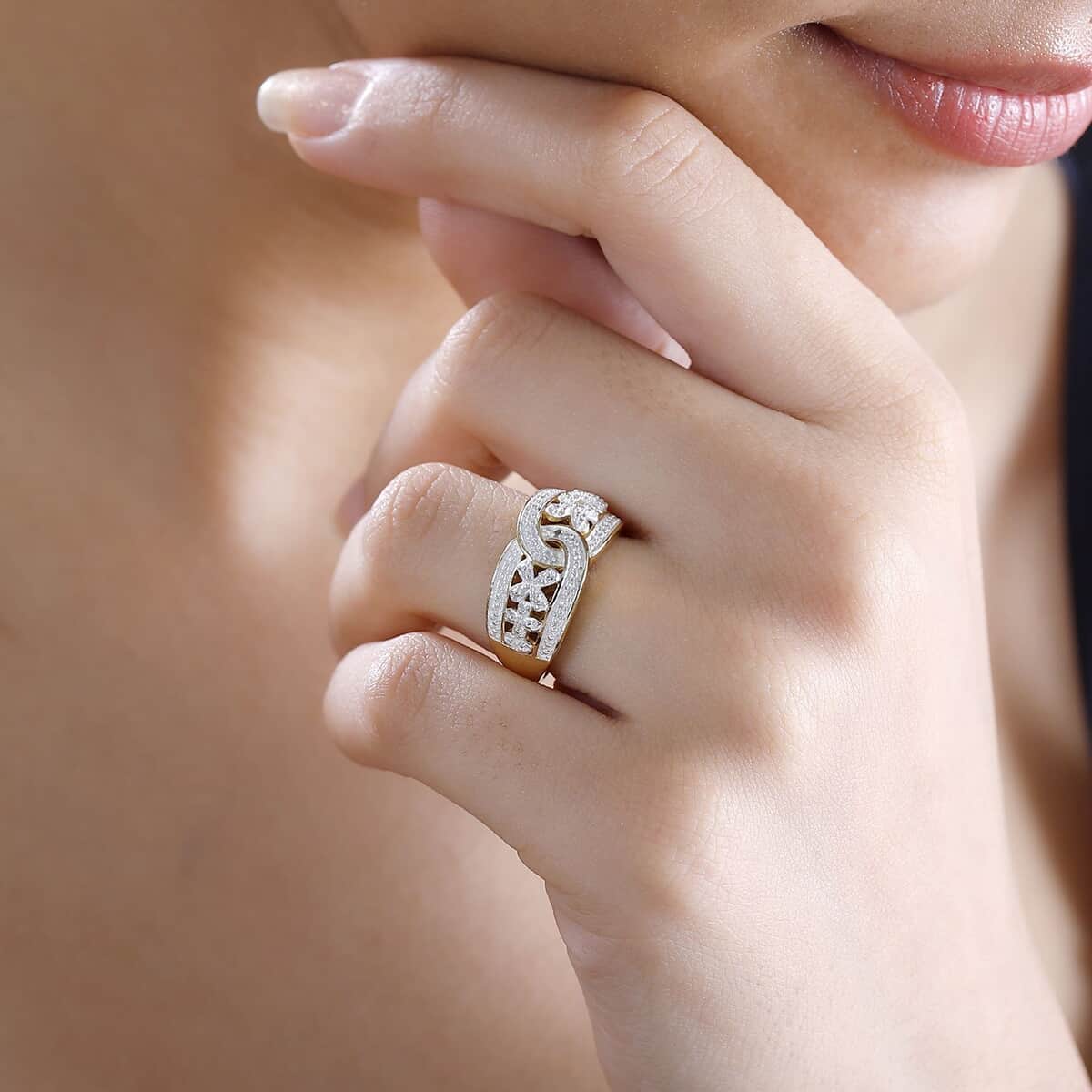 Karis Diamond Accent Ring in 18K YG Plated (Size 10.0) image number 2