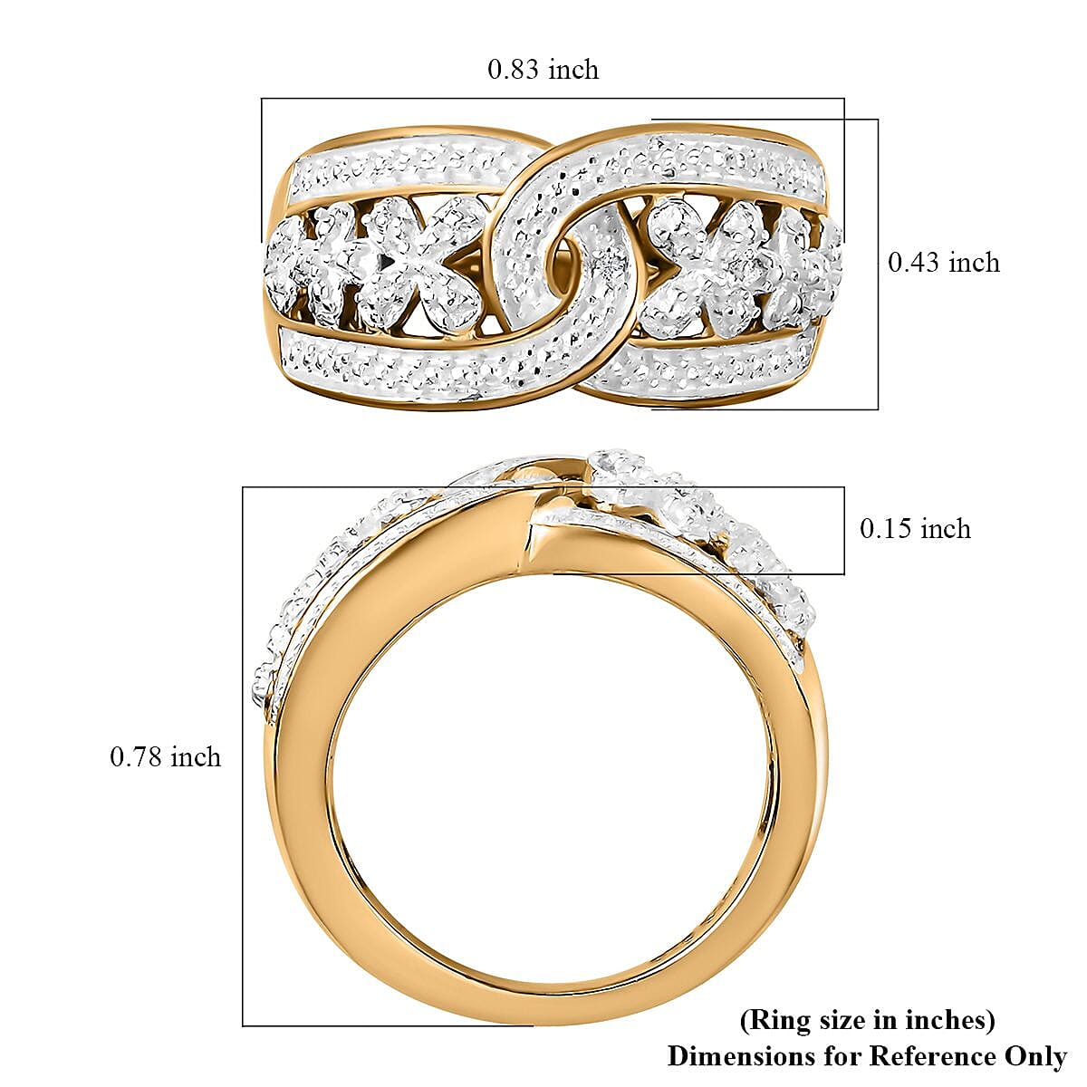 Karis Diamond Accent Floral Ring in 18K YG Plated (Size 10.0)