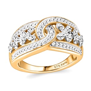 Karis Diamond Accent Floral Ring in 18K YG Plated (Size 7.0)
