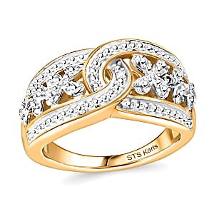 Karis Diamond Accent Floral Ring in 18K YG Plated (Size 8.0)