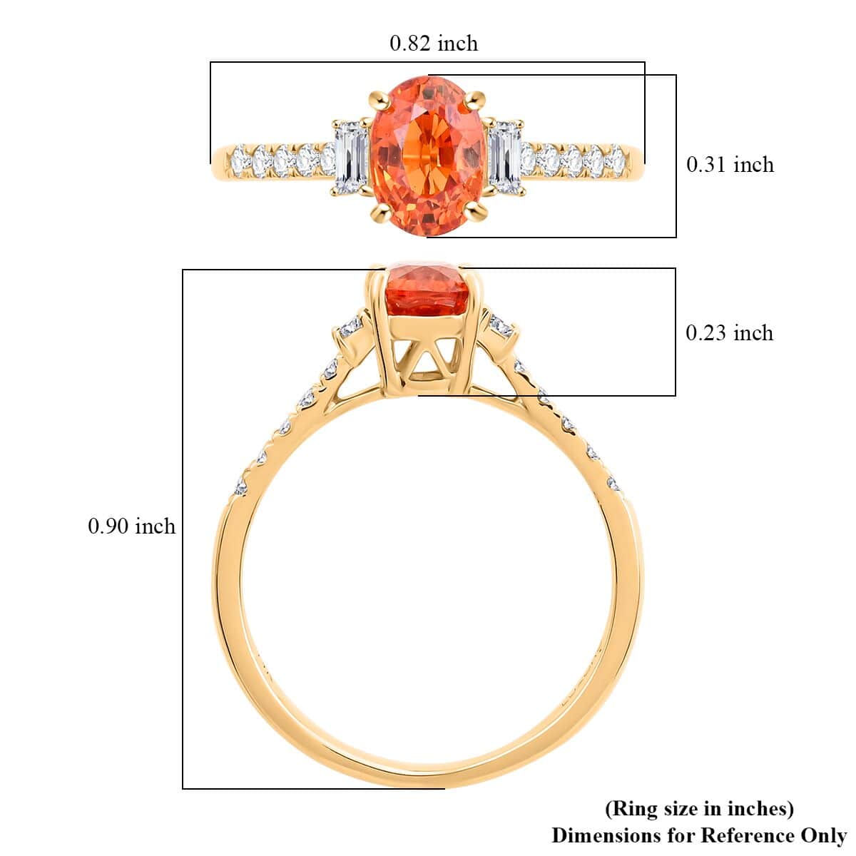 Certified & Appraised Luxoro 14K Yellow Gold AAA Songea Sapphire and I2 Diamond Ring (Size 9.5) 1.25 ctw image number 5